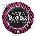 Betallic 36 in. Fabulous Zebra Birthday Holo Flat Foil Balloon 69781
